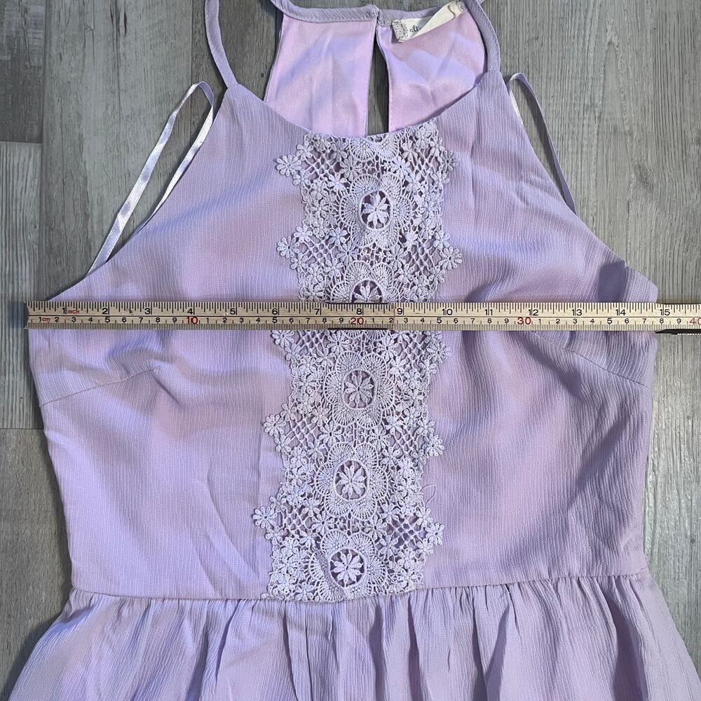 Altar’d State halter style lavender mini dress with crochet detail. Size medium - Picture 6 of 12